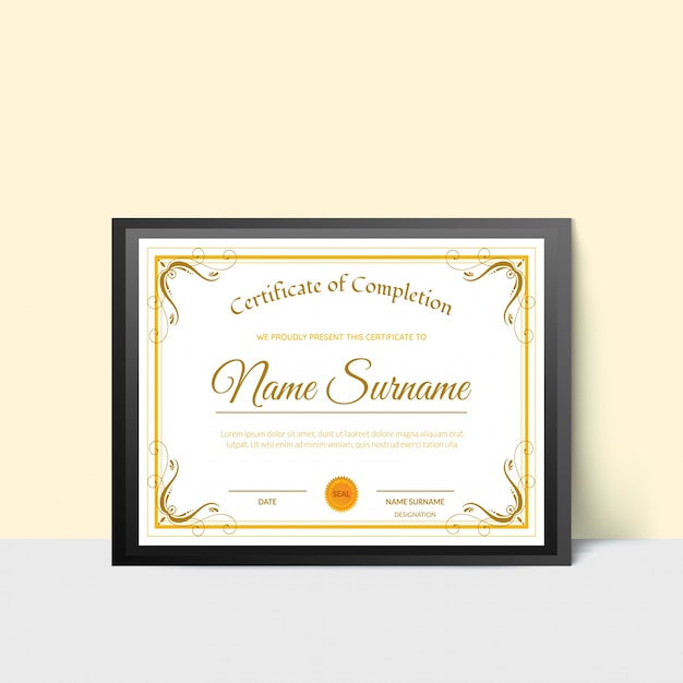 Vector certificate of completion award template.