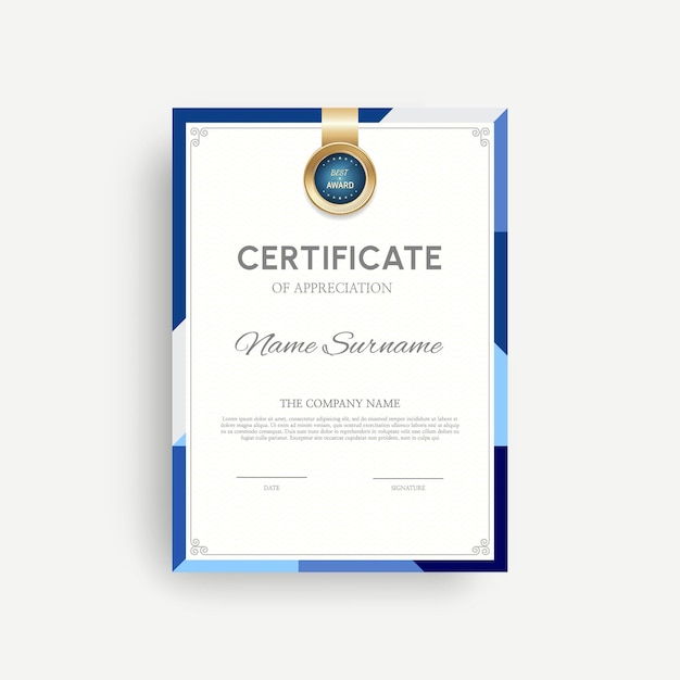 Vettore certificato di completamento del progetto