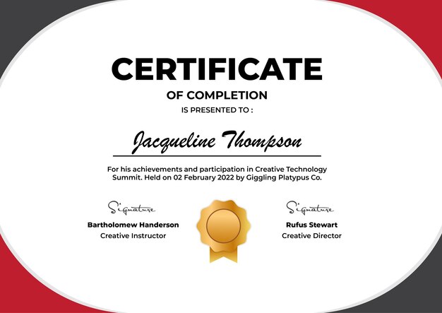 Certificate Completion Modern Vector Template