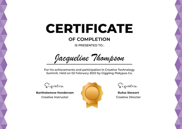 Vector certificate of completion modern vector template