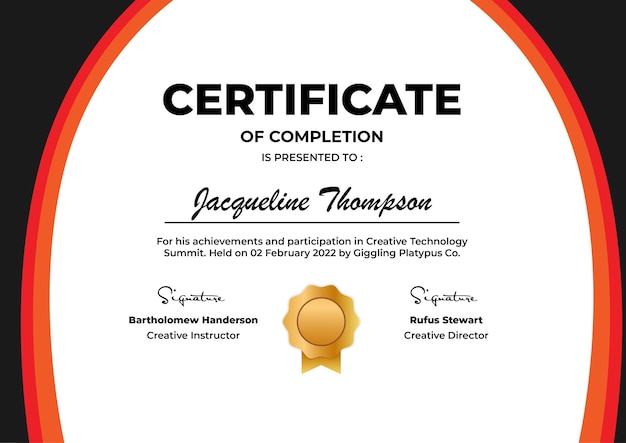 Certificate of completion modern vector template