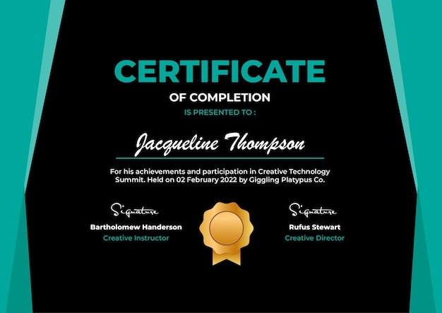 Certificate of Completion Modern Vector Template