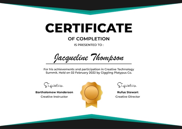 Certificate of completion modern vector template