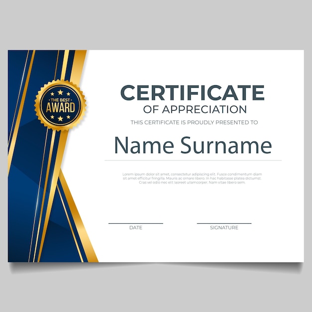 Certificate design certificate of Appreciation template achievement awards diploma graduation