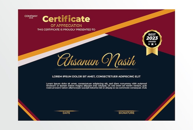 Certificate design flat blue red template