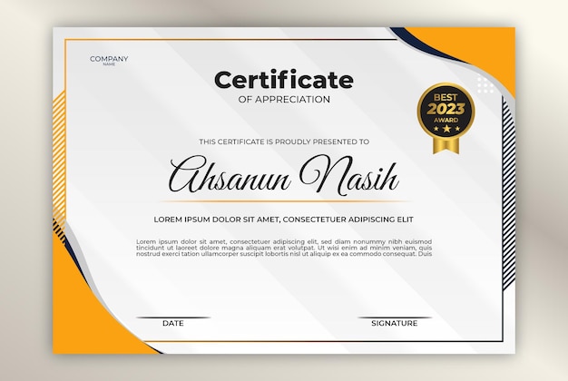 Certificate design template gold with black