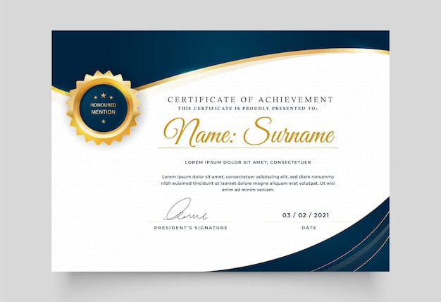 certificate design template ribbon achievement card badge