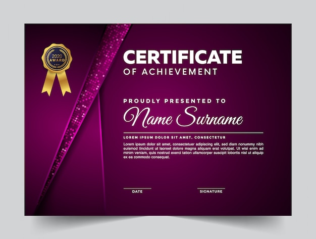 Certificate design template with modern shapes
