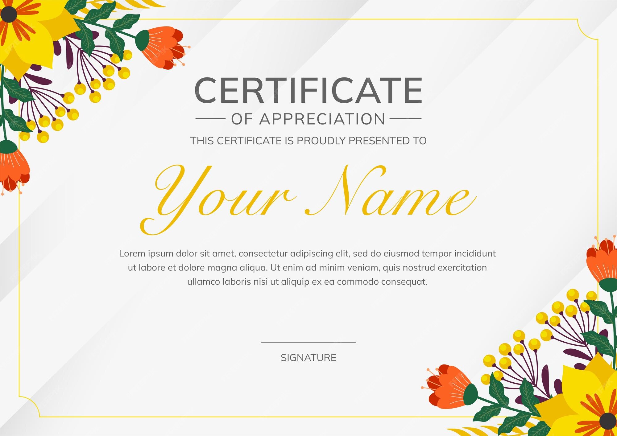 Premium Vector | Certificate design with flower Certificate template design