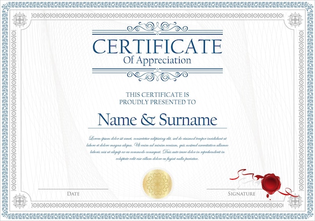 Certificate diploma of completion design template white background vector illustration