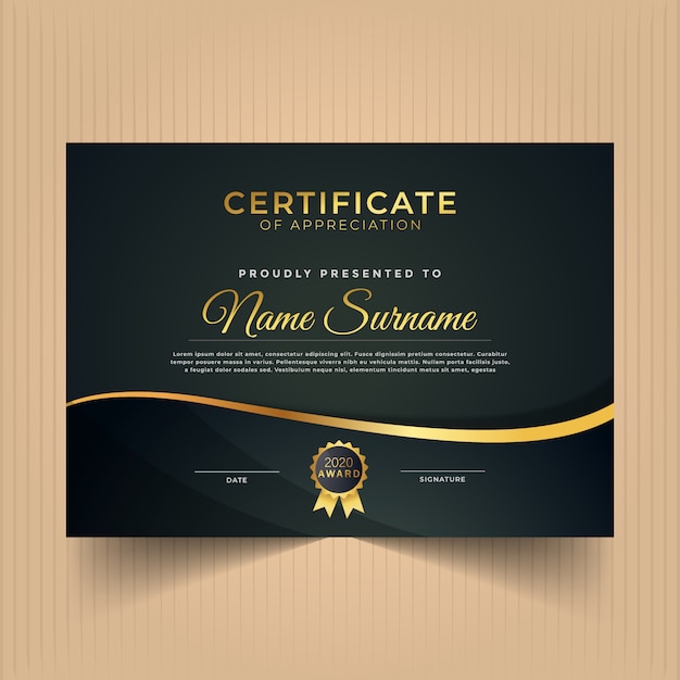 Certificate diploma design for achievements with gold lines