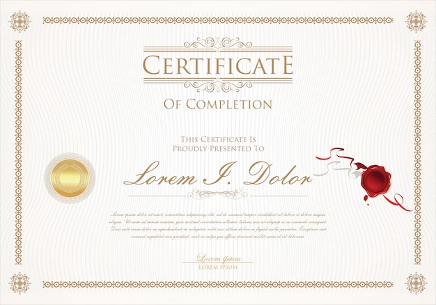 Certificate or diploma retro design template