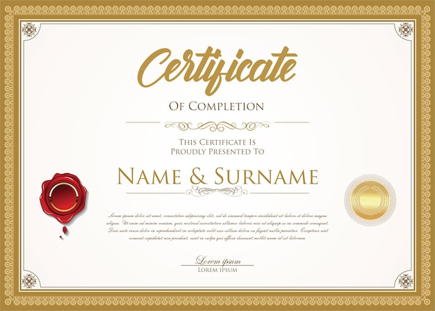 Certificate or diploma retro design template