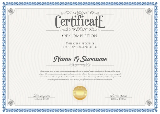 Vector certificate or diploma retro design template