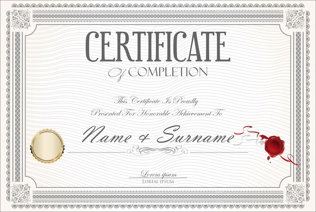 Vector certificate or diploma retro design