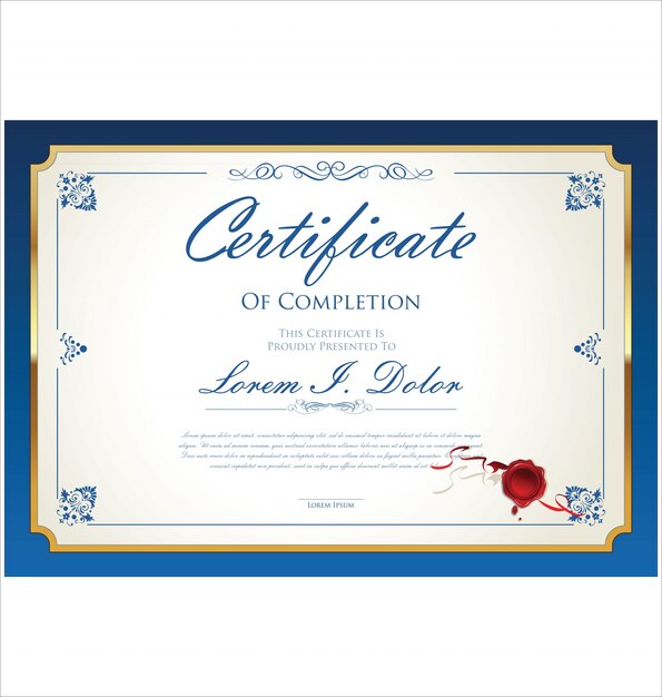 Certificate or diploma retro template illustration