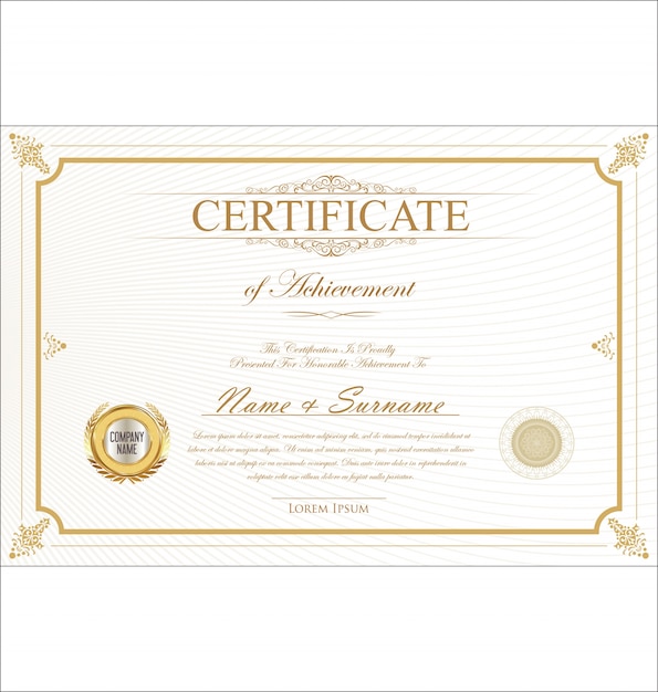 Certificate or diploma retro template illustration