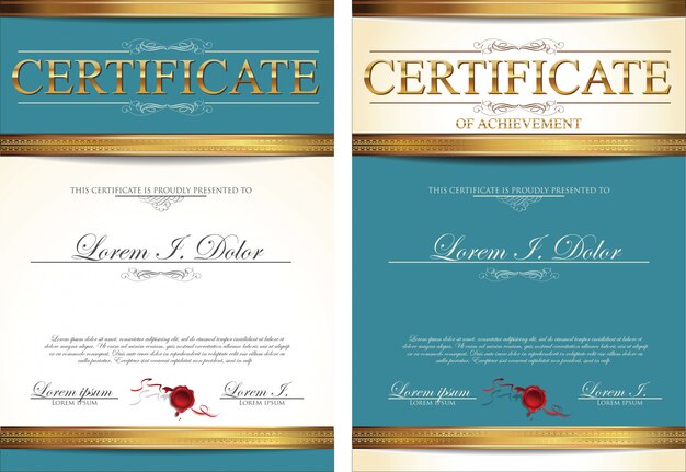 Certificate or diploma retro template vector illustration