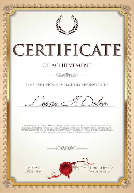 Certificate or diploma retro template vector illustration