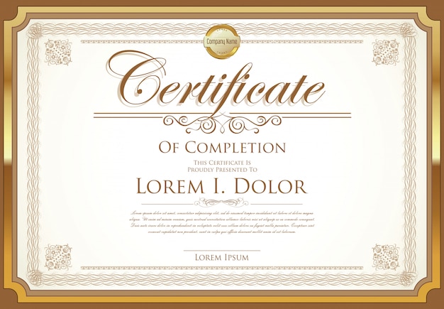 Certificate or diploma retro template