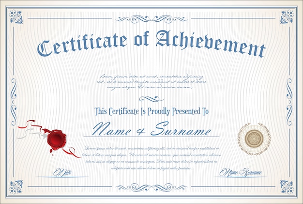 Certificate or diploma retro template