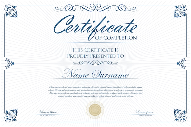 Certificate or diploma retro vintage design template 