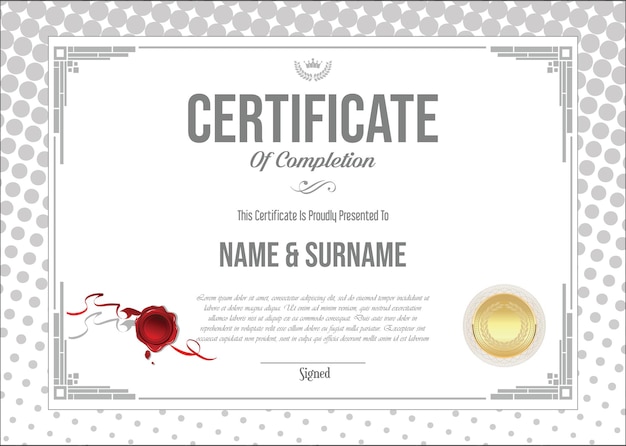 Certificate or diploma retro vintage design template