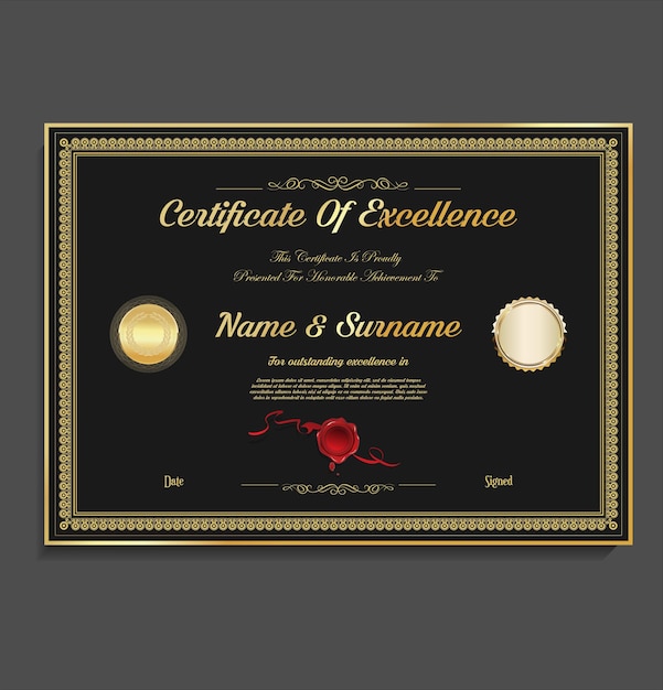 Modello di design vintage retrò certificato o diploma