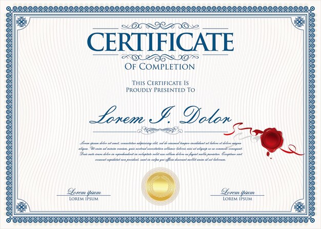 Vector certificate or diploma retro vintage design template