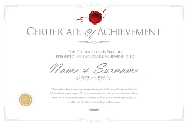 Certificate or diploma retro vintage design vector template