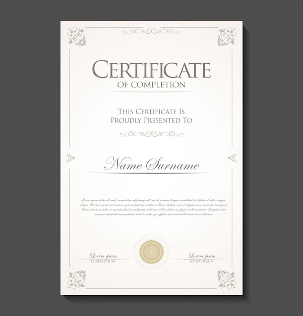 Certificate or diploma retro vintage design