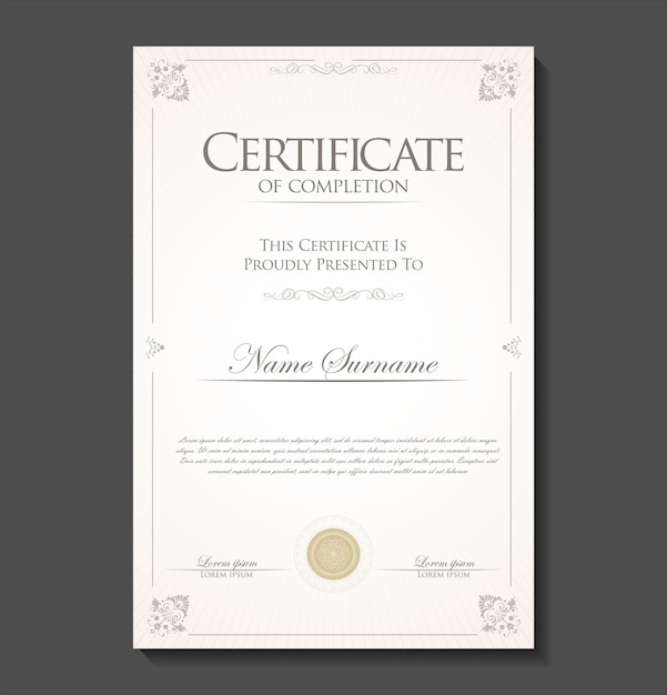 Certificato o diploma design vintage retrò