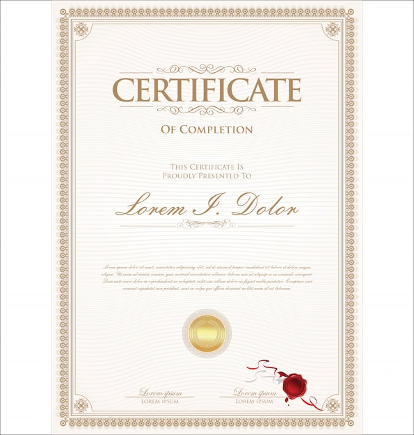 Certificate or diploma retro vintage template 