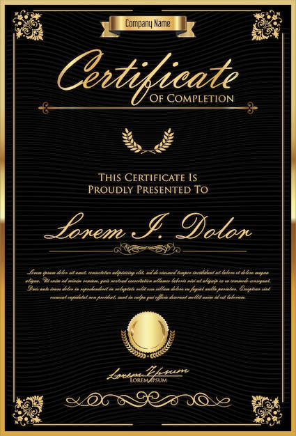 Vector certificate or diploma retro vintage template