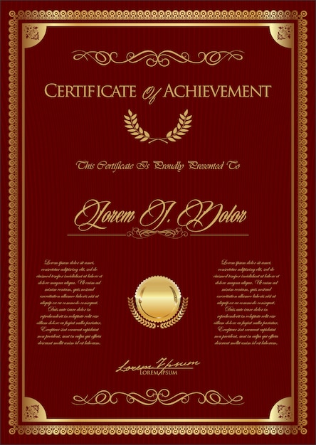 Vector certificate or diploma retro vintage template