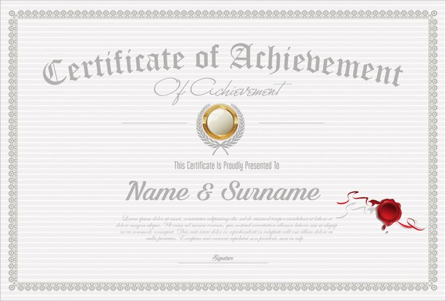 Vector certificate or diploma retro vintage template