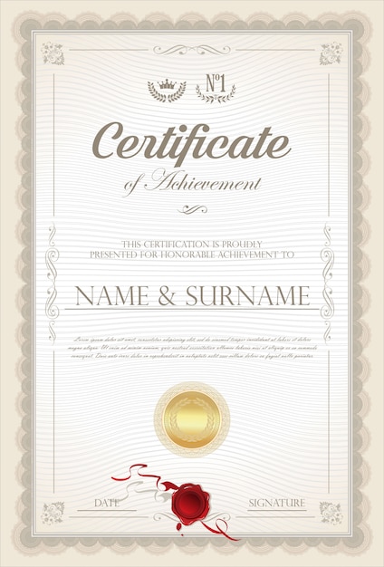 Сертификат или диплом ретро-винтаж