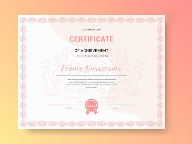 Vector certificate or diploma vintage retro template