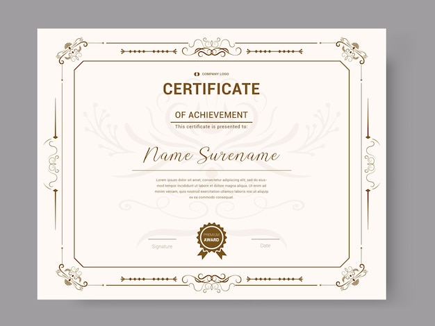 Certificate or diploma vintage retro template