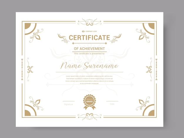 Certificate or diploma vintage retro template