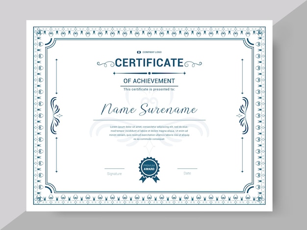 Certificate or diploma vintage retro template