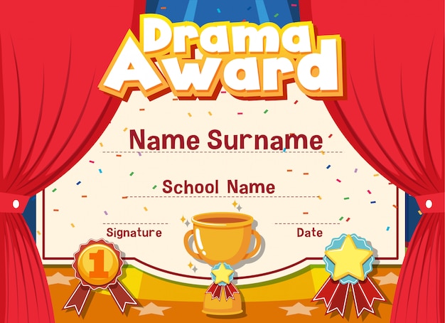 Certificate  for drama award with stage