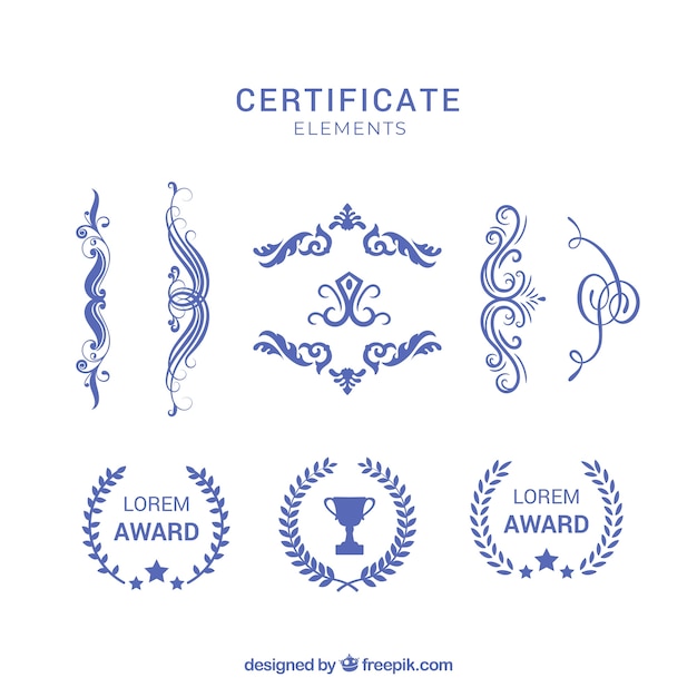 Certificate elements collection with ornaments