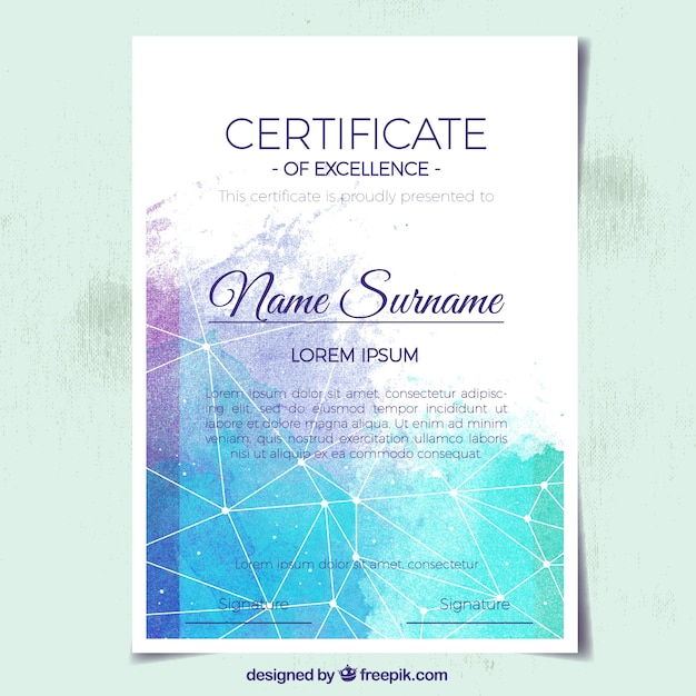 Certificate of excellence with abstract design