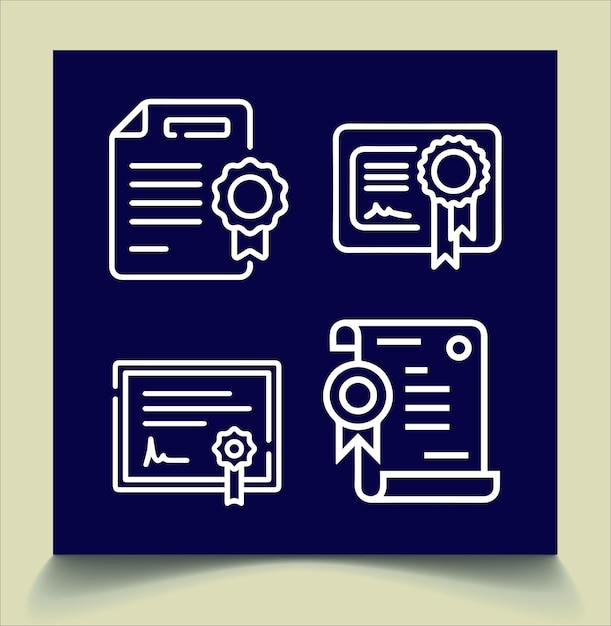 certificate icon or logo set