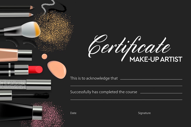 Vector certificate makeup artist course, illustration.