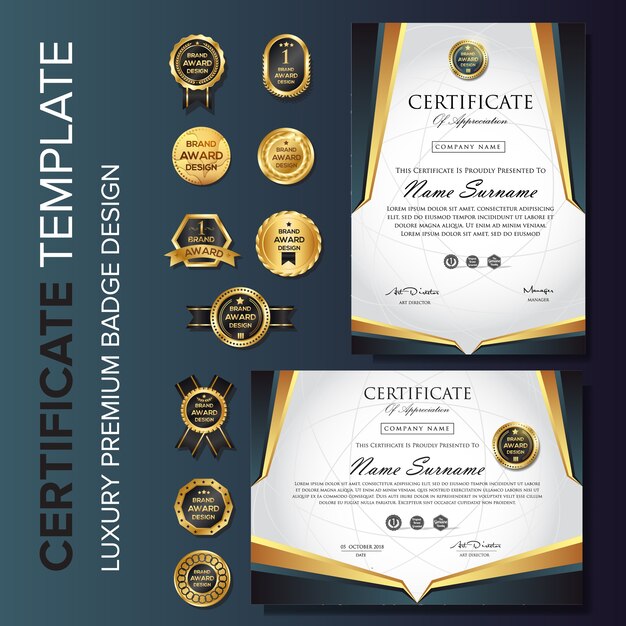 Certificate modern design template background with badge