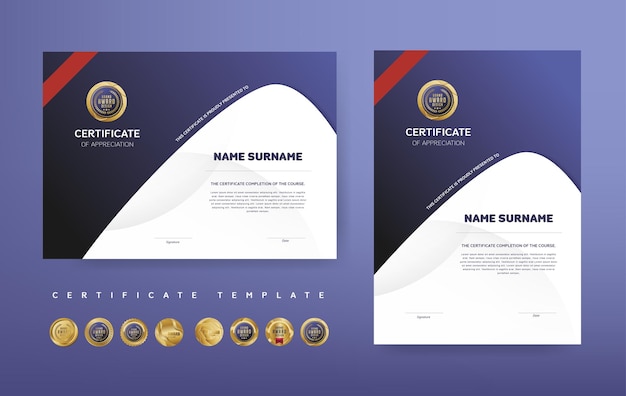 Вектор Дизайн шаблона сертификата о признании или диплома о награждении