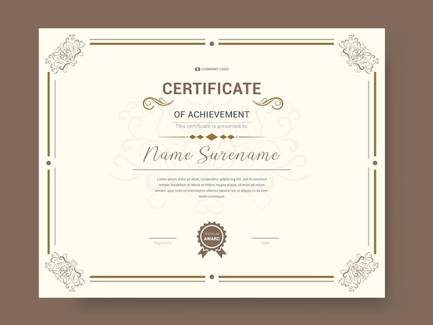 Certificate of recognition vintage frame.