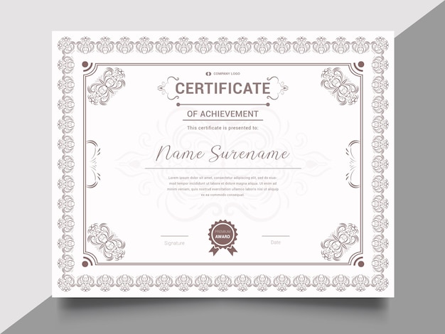 Vettore certificato di riconoscimento vintage frame.